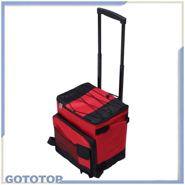 GOTOTOP Glacière roulante Refroidisseur de Sacs Roulés 43 L de Grande capacité Pliable à Isolater Refroidisseur de meuble boite