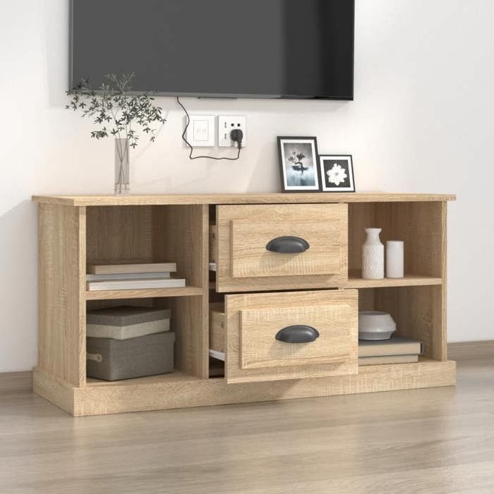 CHIC Brun Meuble TV Moderne - ZENCORE - MEUBLE DE SEJOUR - Cabinet TV - chêne sonoma 99 5x35 5x48cm - Bois dingénierie 8777
