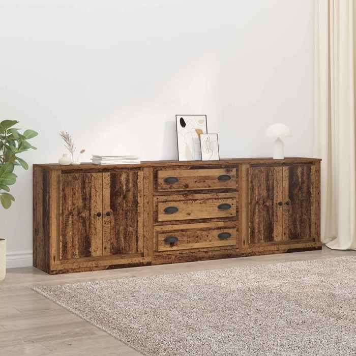 Buffet - Bahut/Commode couloir Marron Magnifique Buffets avec tiroir - pour Rangement - 3 pcs - bois ancien 210x35 5x67 5cm CL231715