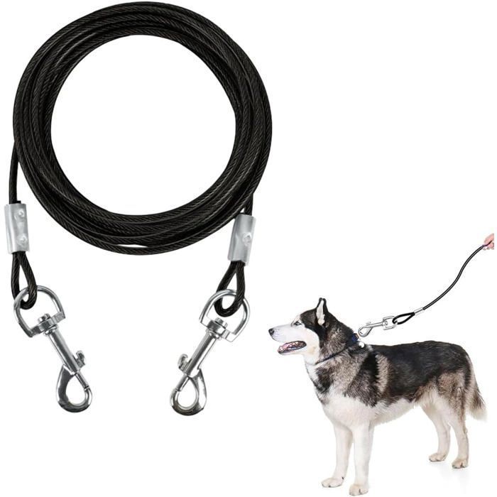 Laisse robuste pour chien résistante à la mastication Conception à double crochet 3m laisse en métal fabriquée