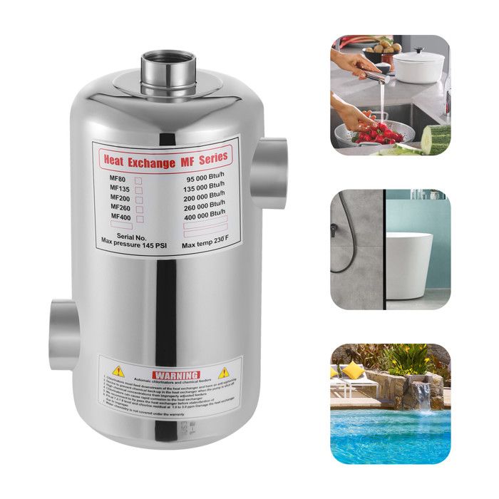 Échangeur de chaleur en acier inoxydable pour piscine 28 kW Chauffage Rapide