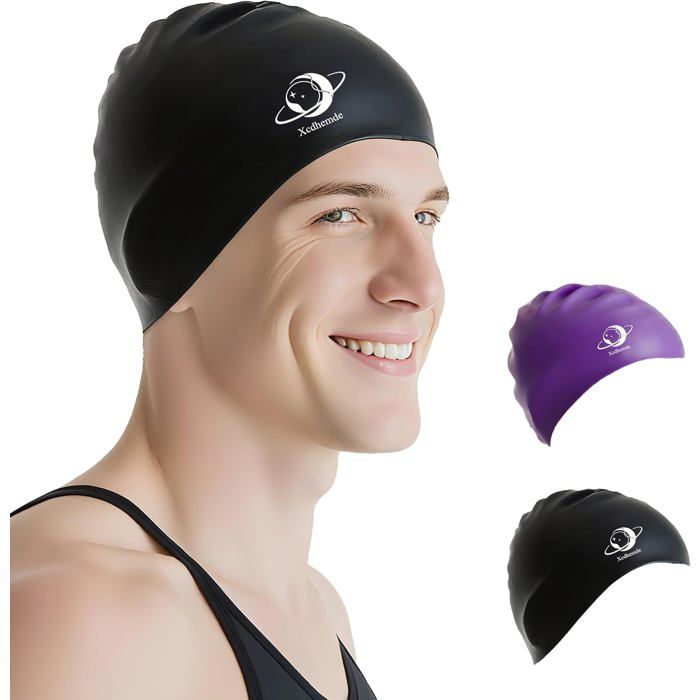 Bonnet de Bain Mixte Bonnet de Natation Silicone Bonnet Piscine Souple Confortable Résistant au Chlore pour Femme Homme
