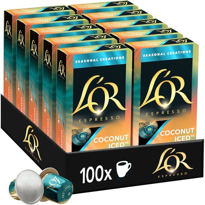 Espresso Seasonnal Coconut 100 capsules (10x10) compatible machines café arôme coco doux et gourmand Espresso Seasonnal Coconut 100 capsules (10x10) compatible machines café arôme coco doux et gourmand