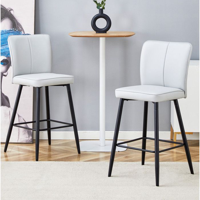 VUENOR lot de 2 tabourets de bar 44 x 63 x 101 cm gris clair et noir en similicuir PU