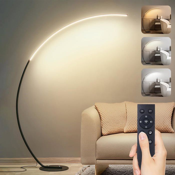 Lampadaire Arc Led 25W Mable Lampadaire Sur Pied Salon Noir 165Cm[LL316]