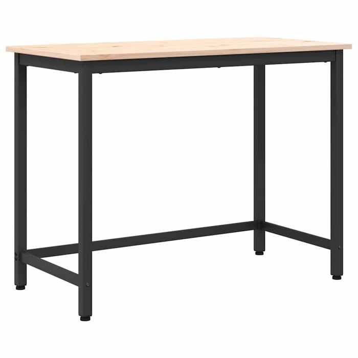 Magnifique table Naturel 100 x 50 x 77 cm Bois dingénierie et acier poids: 12.73kg LL3782
