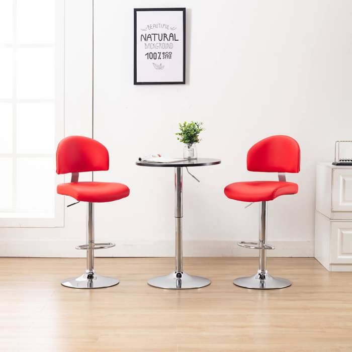 Lemon Tabourets de bar 2 pcs rouge similicuir Pieds robustes et résistants @4526