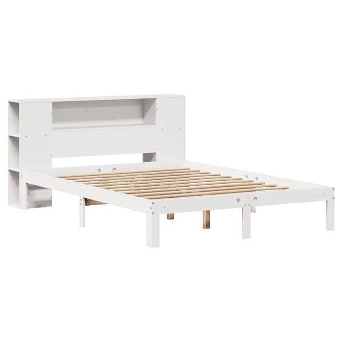 Lit bibliothèque - vidaXL - 160x200 cm - blanc - bois de pin massif - Sans matelas - Tête de lit - 2 places 13795