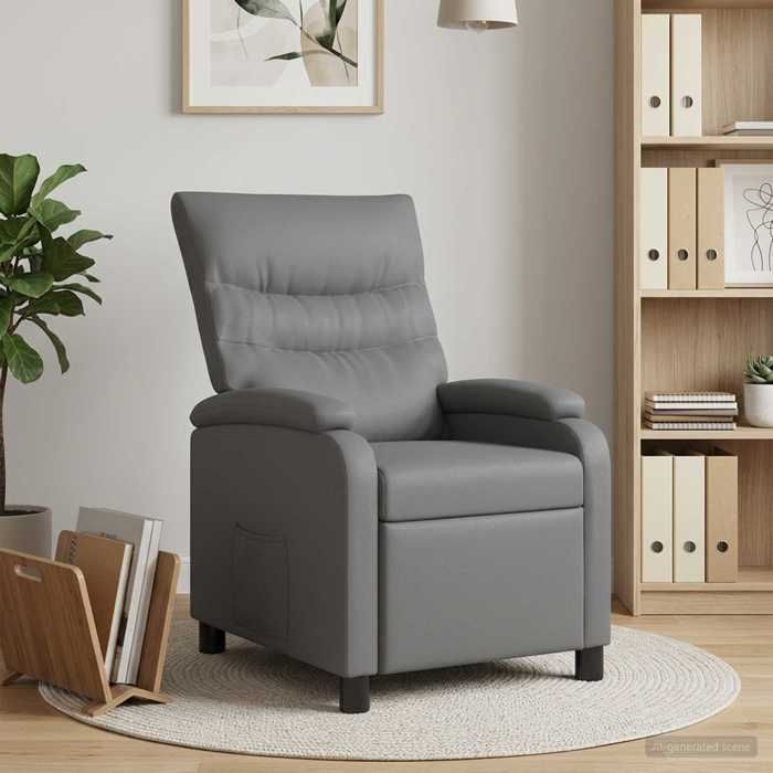 Gris Chaise confortable LEMON Fauteuil inclinable Gris Simili cuir Pour maison/bureau_24074