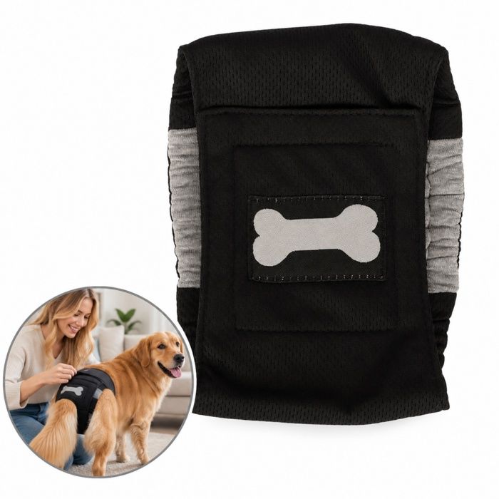 Culotte Hygiénique pour Chien Mâle -Vantory -Taille M Anti-Harcèlement Lavable Ne Retient les Poils pour Propreté Maison Promenade