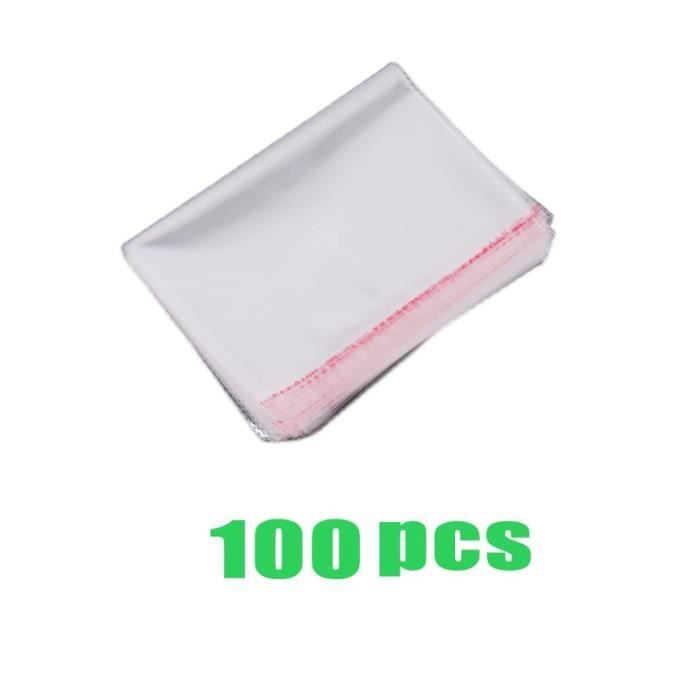 Lot De 100 Sachets Plats Transparents Auto-adhésifs - 32x36 Cm - En Polypropylène (25µ) - Pour Rangement, Protection