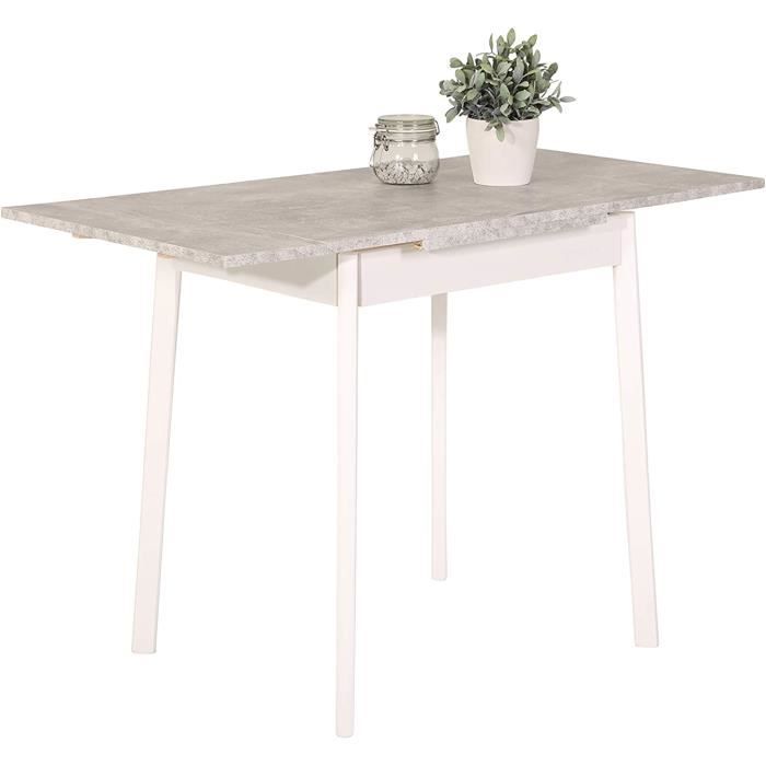 apollo trier ii table de cuisine, bois de hetre massif, aspect beton, 75/56/74 cm