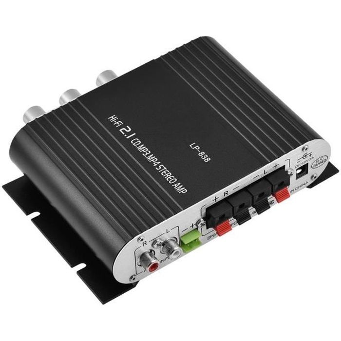Mini amplificateur de puissance numérique audio stéréo pour auto basse et basse stéréo 2.1-noir