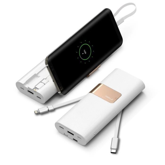 10000mah Batterie Externe Avec Type C Micro Usb Cables Connecteur Chargeur Pd Qc3 0 Portable Grande Capacite Power Bank Blanc Achat Batterie Externe Pas Cher Avis Et Meilleur Prix Cdiscount