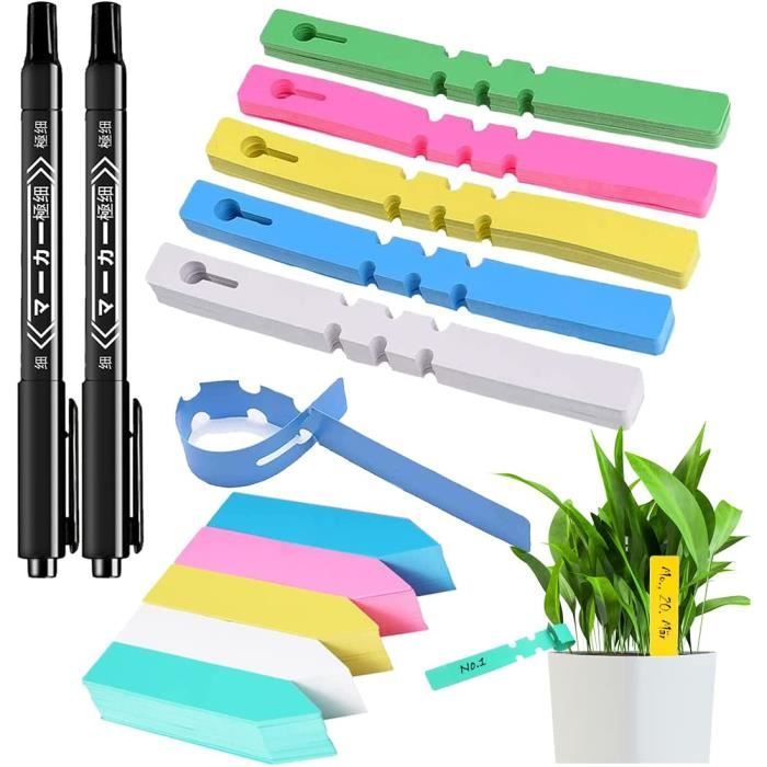 500 Étiquettes De Jardin Imperméables - Marqueurs Plantes 10x2cm, 5 Couleurs + 2 Stylos