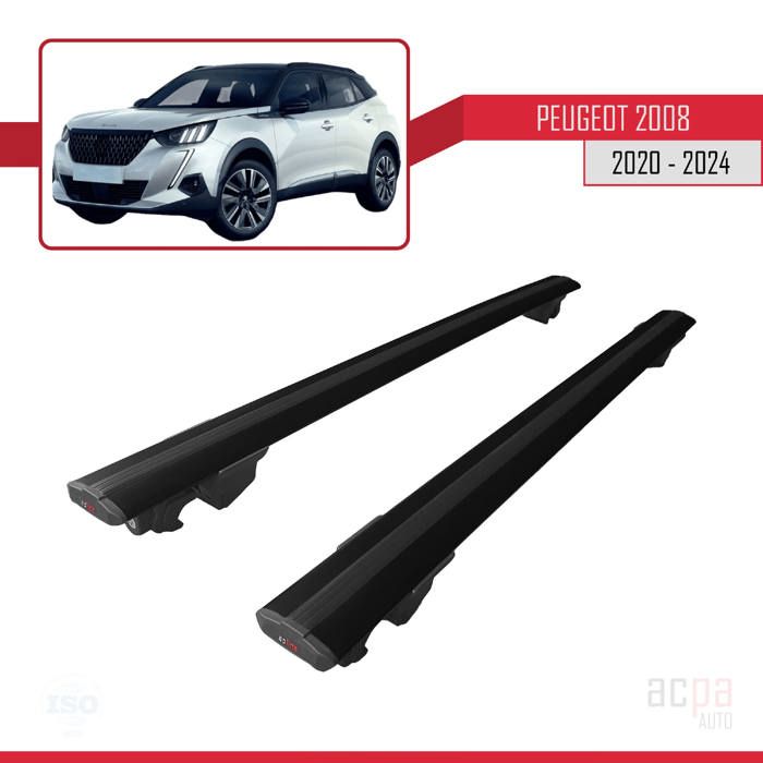 Compatible avec Peugeot 2008 2020-2024 Hook Barres de Toit Railing Porte-Bagages de Voiture avec verrouillable Alu Noir