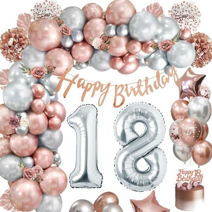 Decoration Anniversaire 18 Ans Fille,Deco Anniversaire 18 Ans Or Rose