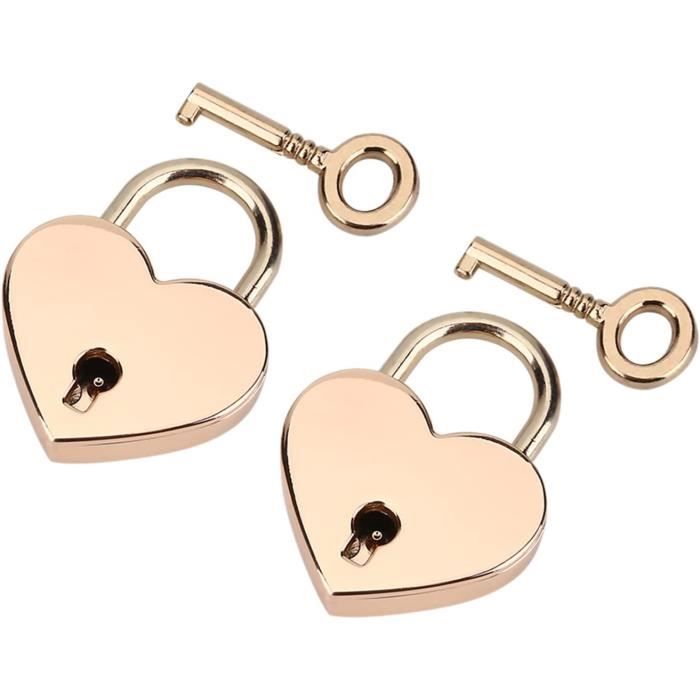Cadenas Métal Blanc En Forme De Cœur Avec Clé - 45 X 59 Mm - Neuf