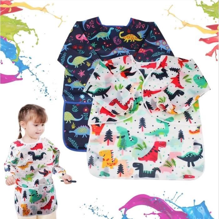 UCKriito Tablier Peinture Enfant Imperméable – Manches Longues Avec Poche Pour 4-12 Ans
