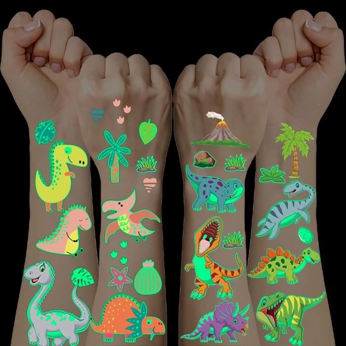 Tatouage Enfant Fille, 10 Feuilles Tatouage Fluorescent, Autocollant