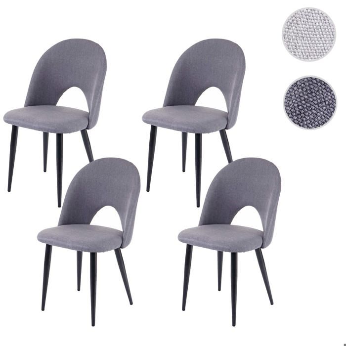 MCW 4x chaise de salle à manger MCW-D73 chaise de cuisine tissu/textile ~ gris foncé MCW 4x chaise de salle à manger MCW-D73 chaise de cuisine tissu/textile ~ gris foncé