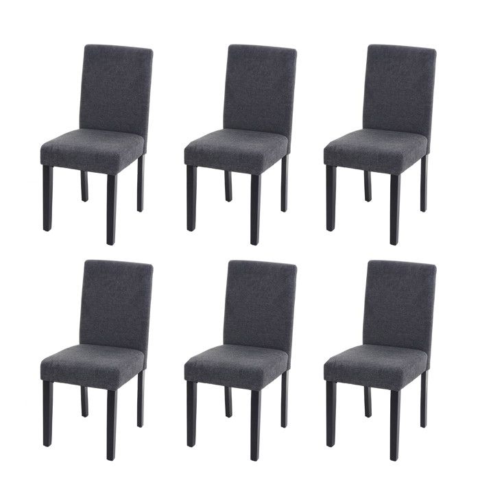 Lot de 6 chaises de salle à manger Chaise de cuisine Littau ~ textile gris anthracite pieds foncés Lot de 6 chaises de salle à manger Chaise de cuisine Littau ~ textile gris anthracite pieds foncés