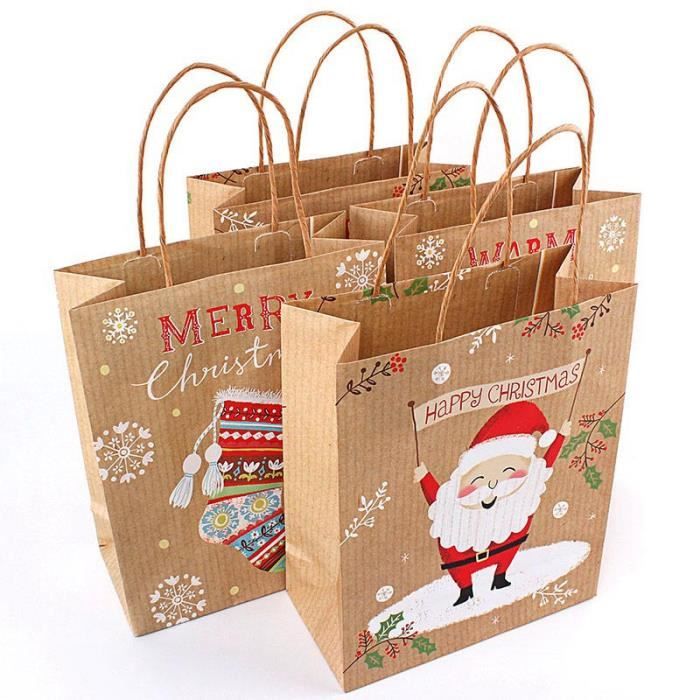 2018 Joyeux Noël Kraft Sac En Papier Cadeau Père Noël Sacs ...