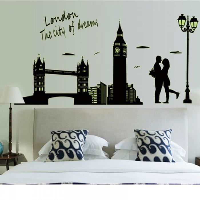 Autocollants Lumineux London Bridge Big Ben Ville Lampadaires Citation D Amour Sticker Adhesifs Muraux Luminated Rougeoyant Dans L O Cdiscount Maison