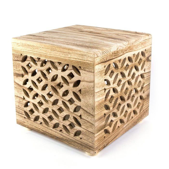 tabouret table d appoint cube bois table de chevet cube bois marron table basse etagere 39x40x40 cm taba06015
