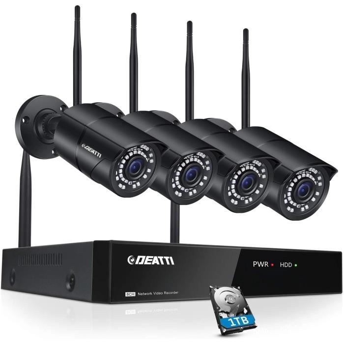 Kit Caméra Surveillance WiFi Extérieure sans Fil, 2K 8CH Système de ...