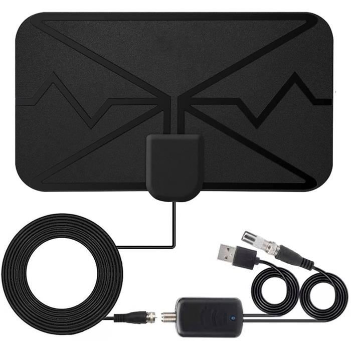 Antenne TV Intérieure/extérieure Amplifiée - Portée 170+ Km - 4K Full HD - Amplificateur Avec Interrupteur