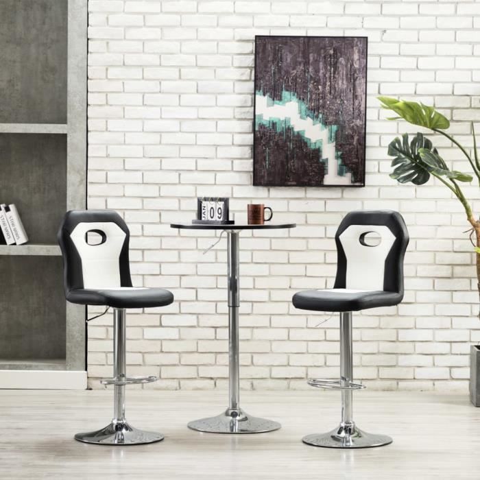 haute qualité - chaise de bar - tabouret haute de bar contemporain - chaise haute 41 x 49 x (96-116,5) cm blanc similicuir♛♛♛♛♛8561