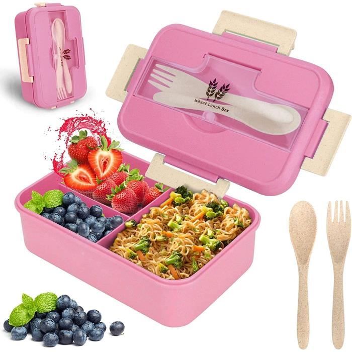 Lunch Box 1600ml, Boîte à Déjeuner pour Adulte, 2 Couches Boîte à Bento avec Couverts et Boîtes