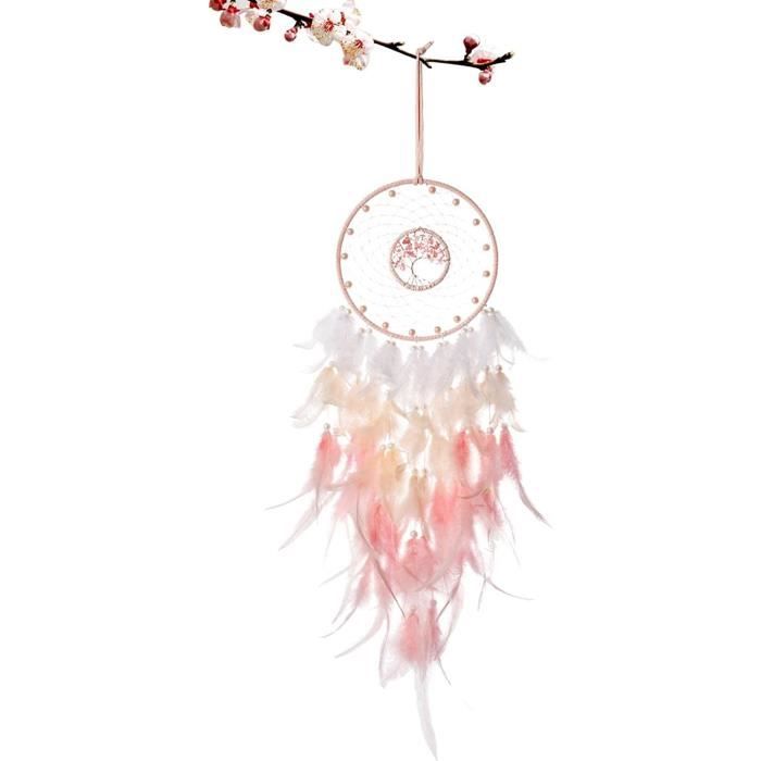 Attrape-Rêves Avec Plumes & Dentelle - Décoration Chambre Boho Cadeau Maison Déco Murale