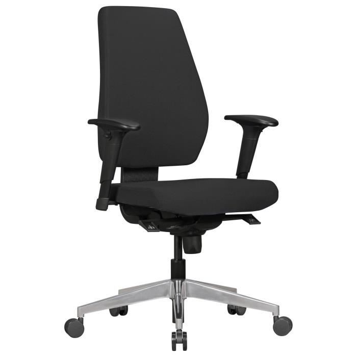 Chaise de bureau FineBuy en tissu noir avec dossier ergonomique et mécanisme synchronisé Chaise de bureau FineBuy en tissu noir avec dossier ergonomique et mécanisme synchronisé
