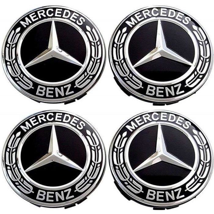 Lot de 4 Cache-moyeux de Roue de Rechange pour Mercedes Benz Diamètre 75 mm