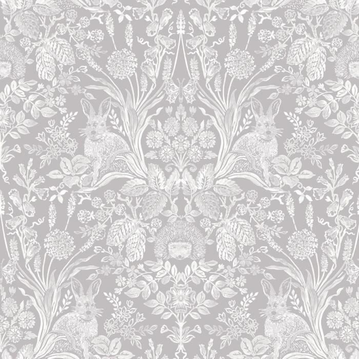 Holden Doux Gris Argenté Damas Pailleté Heavy Texturé Vinyle Caractéristique Papier Peint