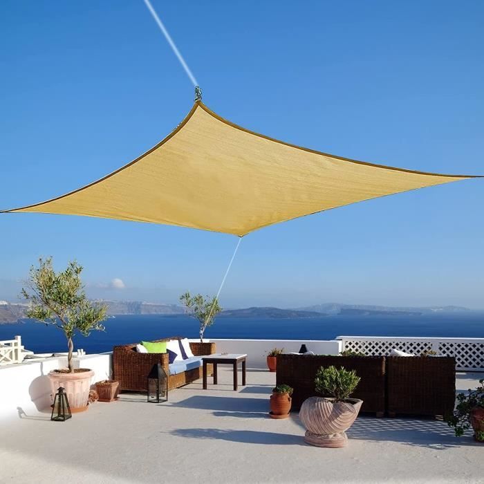 Voile D'Ombrage Imperméable Rectangulaire 2x3m – Toile Oxford Respirante UV 90% Protection Jardin