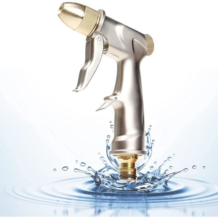 Pistolet D'arrosage Métal Haute Pression - Alliage Zinc Et Laiton - 10 M De Portée - Pour Jardin, Lavage Voiture, Animaux