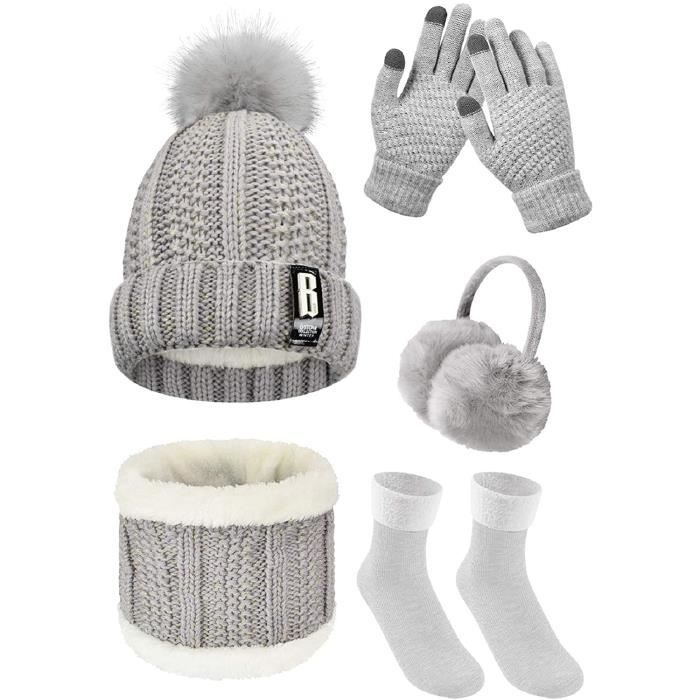 Ensemble Hiver Femme Bonnet Écharpe & Gants – Tricot Doux, Chaud & Tactile (Violet)