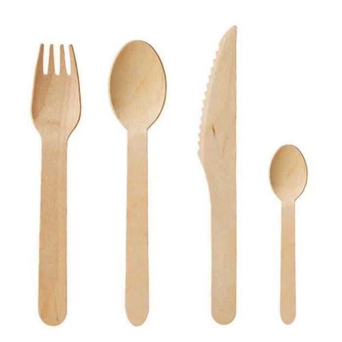 80x bambou jetable fruits en bois fourchette dessert fourchette coutellerie
