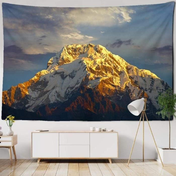 Tapisserie murale tissu Lever du soleil de montagne pic tapisserie Himalaya  paysage tenture murale toile 130x150cm[10730] - Cdiscount Maison