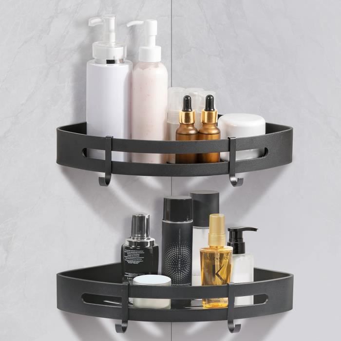 Etagere salle de bain sans percage Étagère dangle Douche Aluminium Panier de rangement