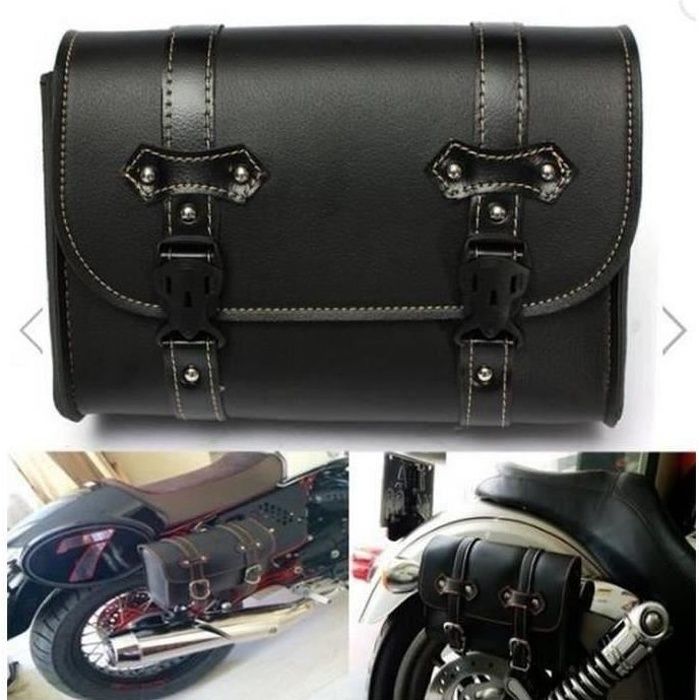 Sacoches De Selle Moto En Cuir – JMB – 2 Pièces – Noires – 5L – Neuves