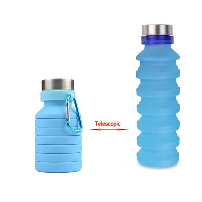 Gourde,Bouteille d'eau pliable de Silicone pour la randonnée de Camping de  gymnase de voyage, bouteille d'eau portative - Type Bleu