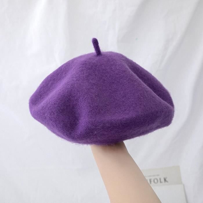 Superora Béret Bonnet Retro Plaid Automne Hiver Pour Femme, Noir