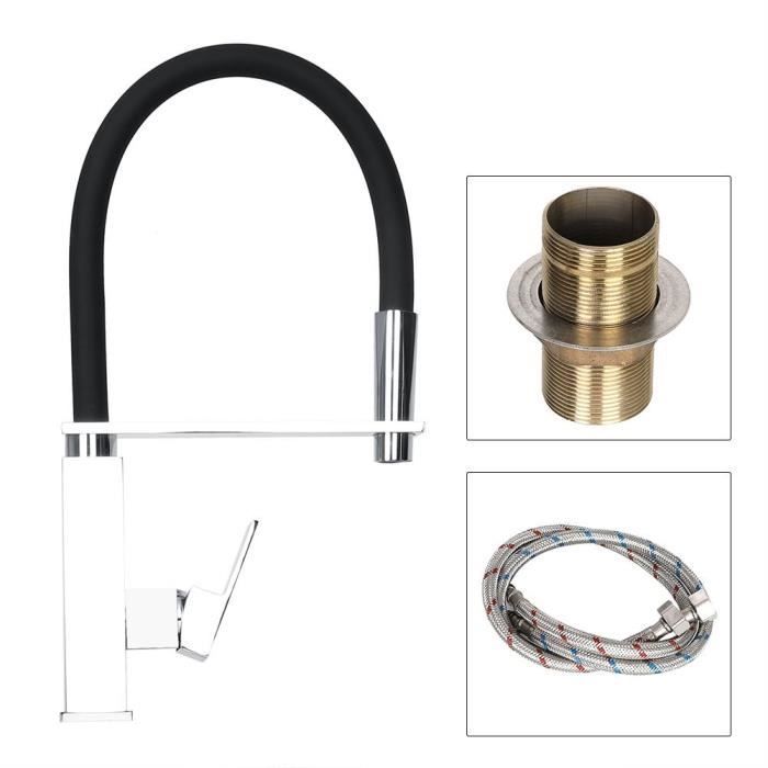 BATH FAMOLI Robinet D'évier En Forme De Bateau, Robinet De Salle De Bain Haut, Robinet D'évier De Salle De Bain à Poignée Unique, Corps Circulaire En Acier Inoxydable Avec Tuyau De Drainage