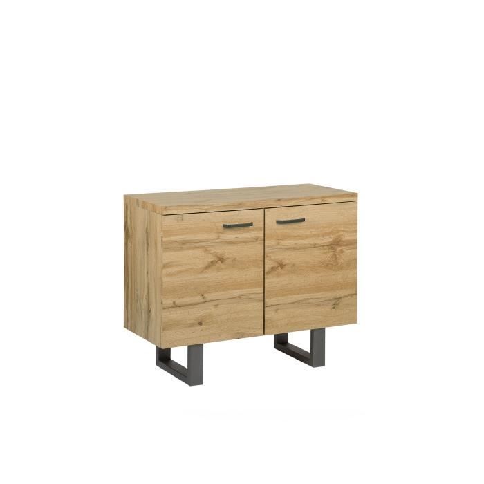 commode en bois clair timber - beliani - style campagne - 2 portes - rangement spacieux