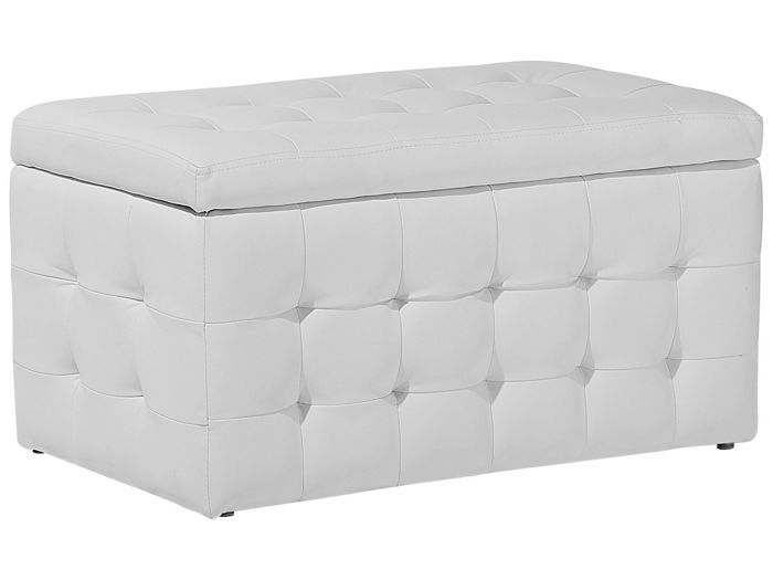 Beliani - Pouf Chesterfield en simili-cuir blanc MICHIGAN