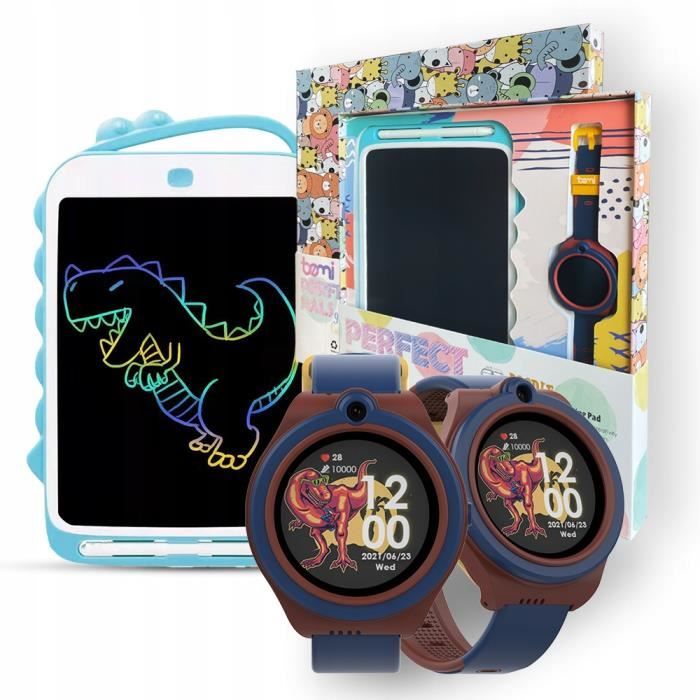 Ensemble Cadeau Bemi Linko & Tablette Doodle Enfants Bleu - Montre Intelligente 4G/LTE Écran Rond Capteurs